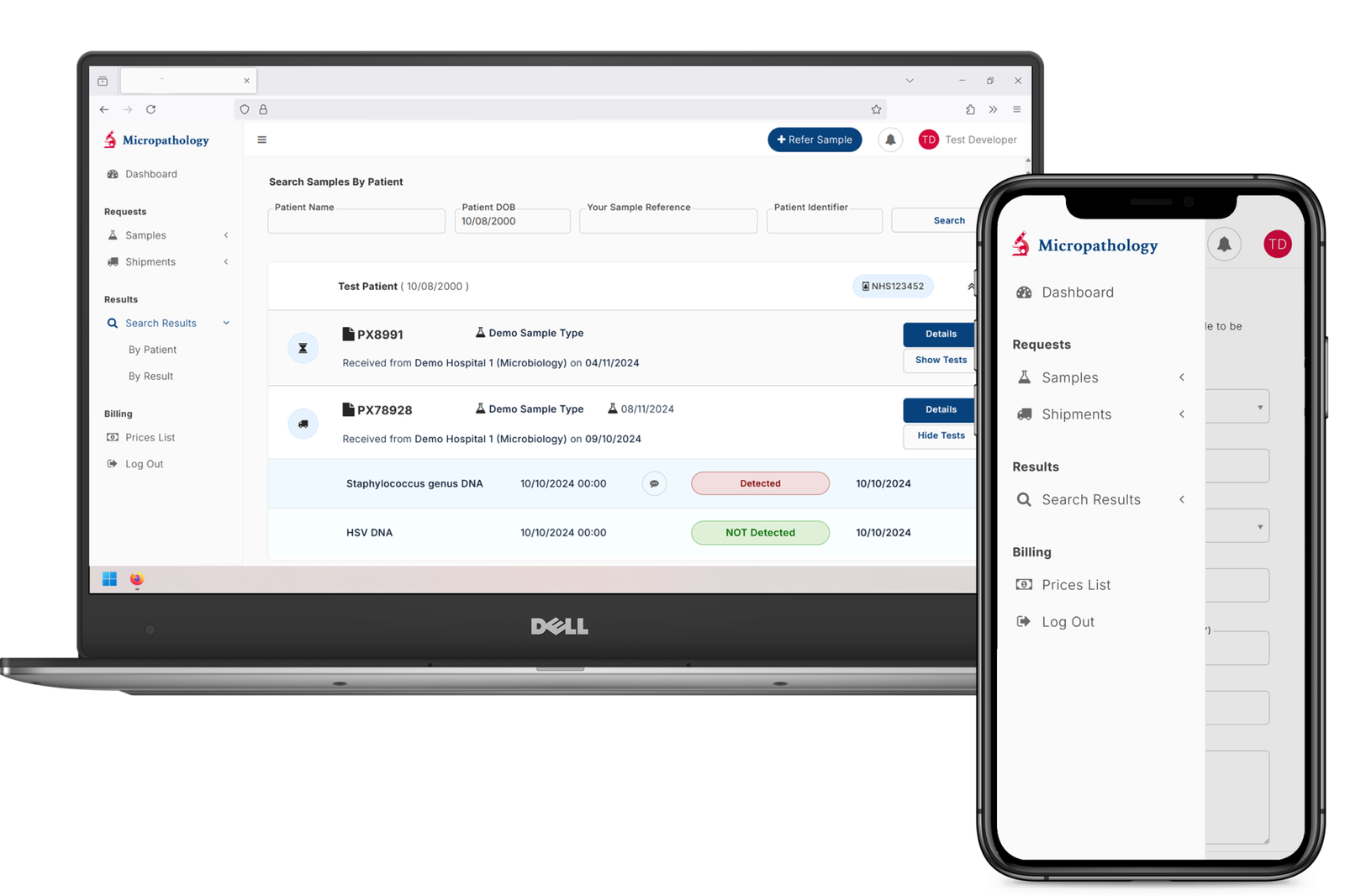Patient Portal Screenshot